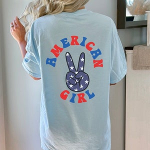 Amerikanisches Mädchen Peace Comfort Colors Garment-Dyed T-Shirt, 4