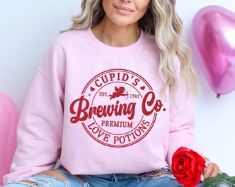 Cupid's Brewing Company Valentine's Sweatshirt, Love Cupid Crewneck Jumper, Heart Arrow Sweatshirt, Valentine's Day Outfit, Couple Matching