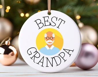 Adorno navideño de cerámica para abuelo, regalo de recuerdo