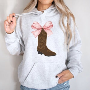 Pink Bow Cowboy Boot Hoodie: Southern Charm Sweatshirt