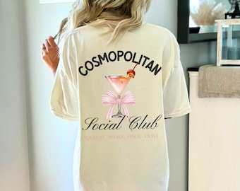 Cosmopolitan Social Club Oversized T-Shirt: Pink Bow Comfort Colors