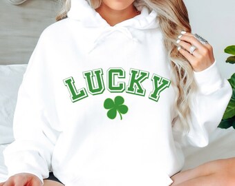LUCKY Shamrock Irish St Patrick's Day Hoodie Sweatshirt - Unisex Hoodie, Heavy Blend Sweatshirt, St Paddy's Day Jumper, Luck of the Irish