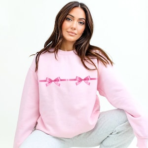 Pink Coquette Bow Sweatshirt: Oversized Ribbon Crewneck