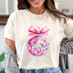 Disco Ball Ornament Christmas T-shirt, Holiday Party Tee, Festive Unisex Shirt, Retro Xmas Top, Glitter Disco Ball Apparel