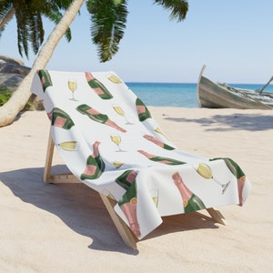 Champagne Beach Towel: Bubbly Lover Gift, Vacation Poolside Towel
