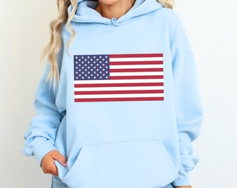 Oversized American Flag Hoodie: Patriotic USA Sweatshirt