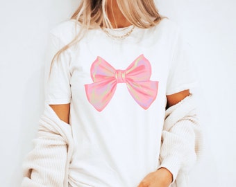 Maglietta con fiocco rosa: maglietta morbida Coquette