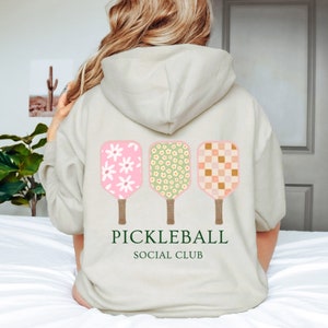 Felpa con cappuccio floreale Pickleball Paddles - Abbigliamento sportivo comodo, regalo per i fan del pickleball, abbigliamento sportivo per il tempo libero, felpa con cappuccio sportiva floreale, unisex