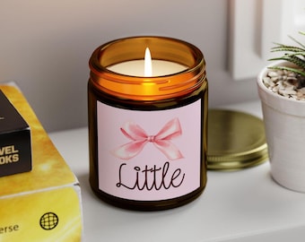 Sorority Little Gift: Coconut Apricot Wax Candle with Pink Bow