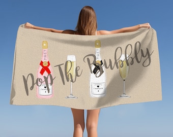 Champagne Lover Beach Towel: Large Luxury Bachelorette Gift