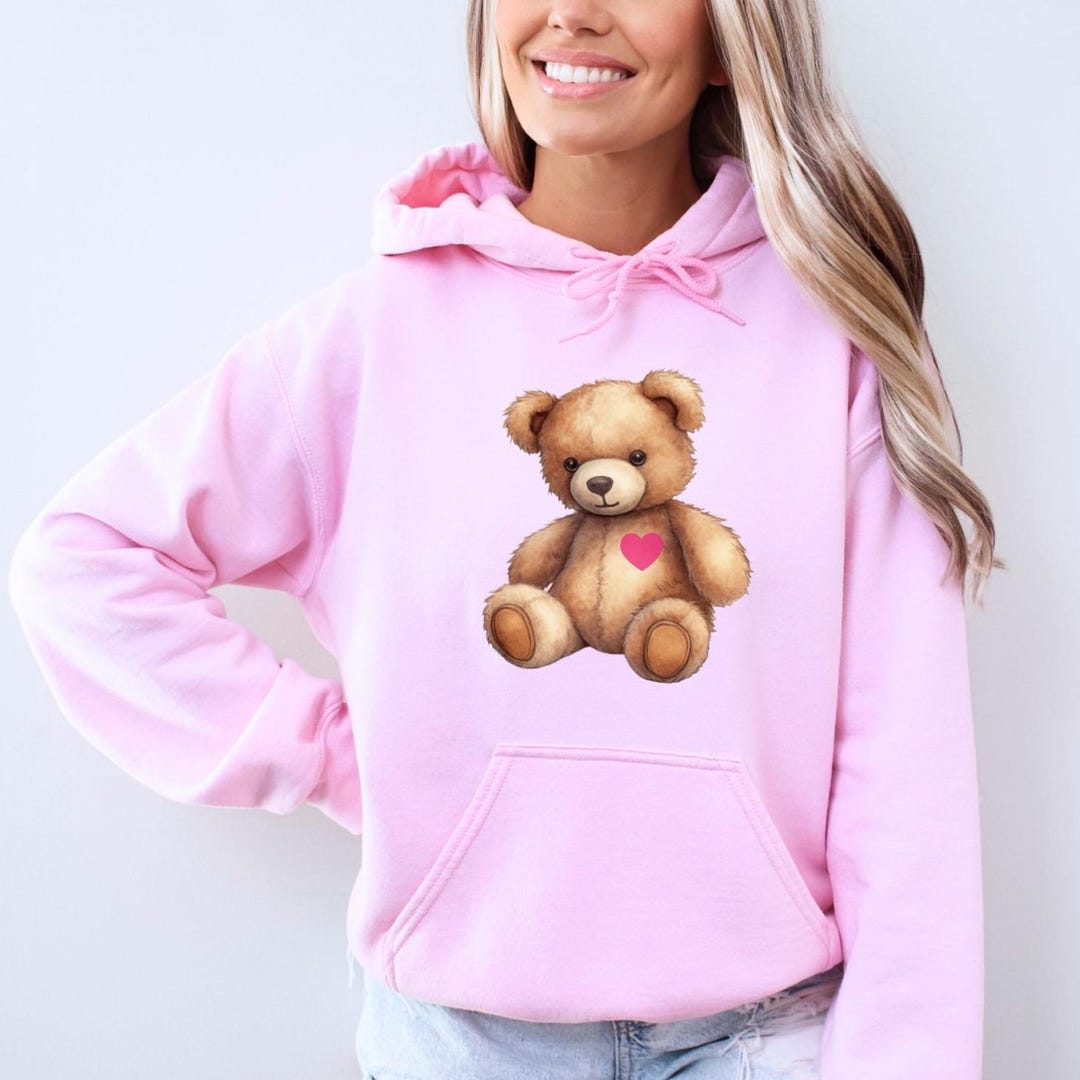 Teddy Bear Heart Hoodie: Cozy Valentine's Day Pullover