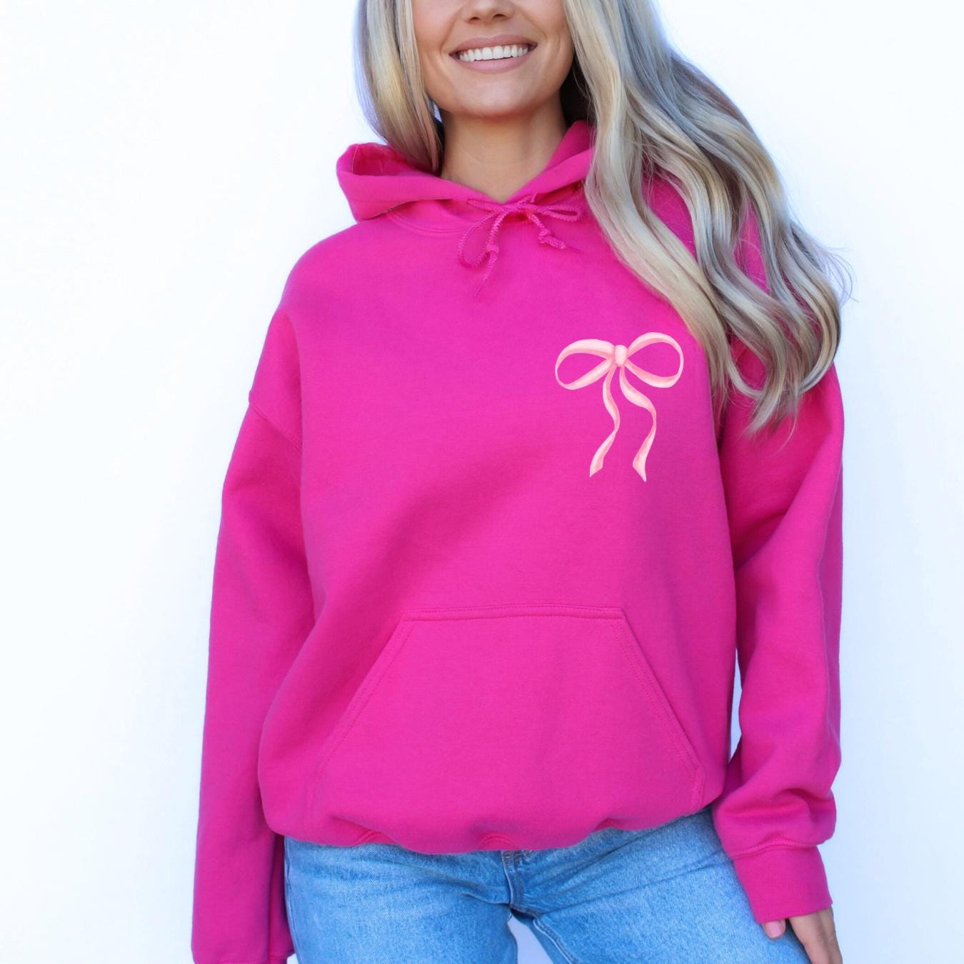 Pink Bow Hoodie – Coquette Style Sweatshirt - Etsy