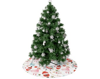 Nutcracker Ballet Christmas Tree Skirt: Cream Velveteen, 43" Diameter