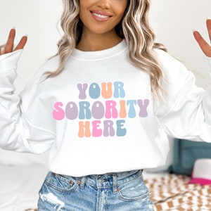 Sudadera de cuello redondo de hermandad, letras griegas personalizadas, nombre de hermandad, sudadera personalizada, ropa de vida griega