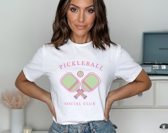 Pickleball Social Club Unisex Heavy Cotton Tee, Pickleball Tee, Sports T-Shirt, Gift for Pickleball Player, Pickleball Lover Shirt