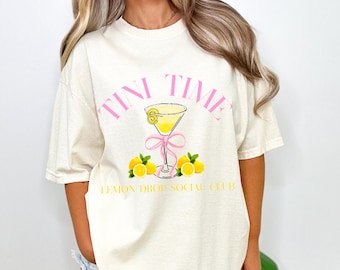Lemon Drop Martini T-Shirt: "Tini Time" Social Club Tee