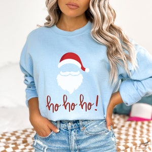 Santa Face Crewneck Sweatshirt, Christmas Jumper, Holiday Pullover, Festive Sweater Shirt, Xmas Top, Winter Outfit
