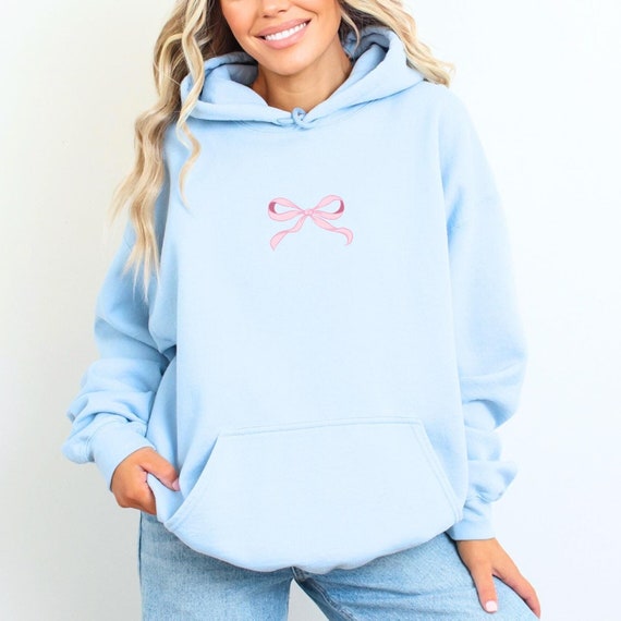 Felpa con cappuccio Coquette, piccolo fiocco rosa, moda per