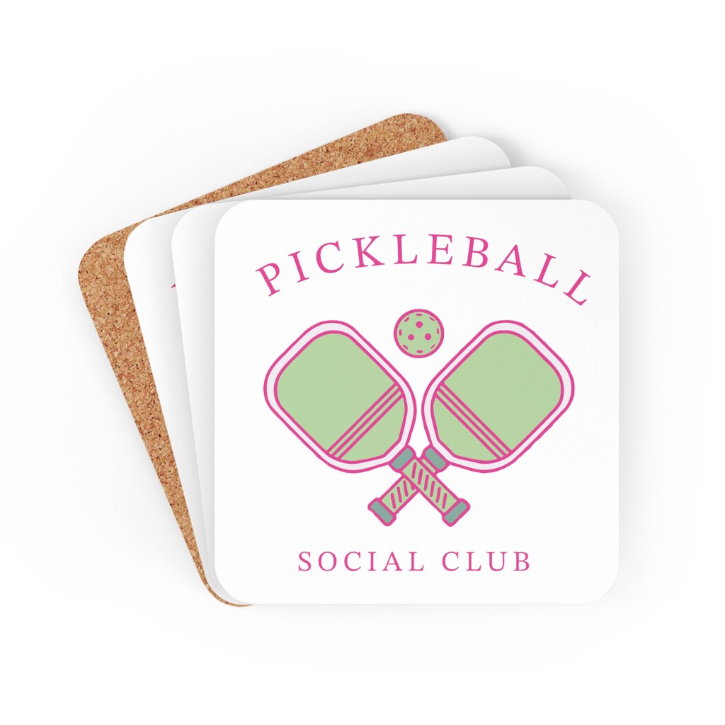 4 Sottobicchieri In Legno A Forma Di Pagaia Per Pickleball - Bomboniere Regalo Fan Con Foro Appendino