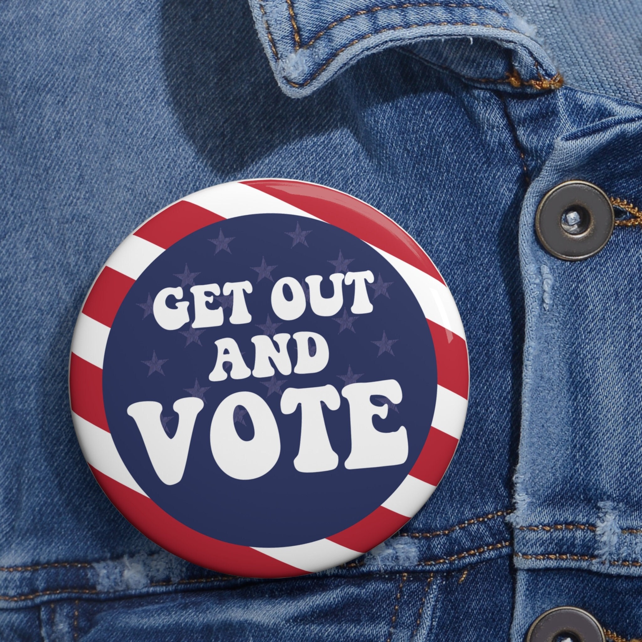 Get Out And VOTE Pin, Get Out And VOTE Button, 3" Election Day Pin, Voter Pin, Vote Poll Worker Pin, Election Day Vote Button