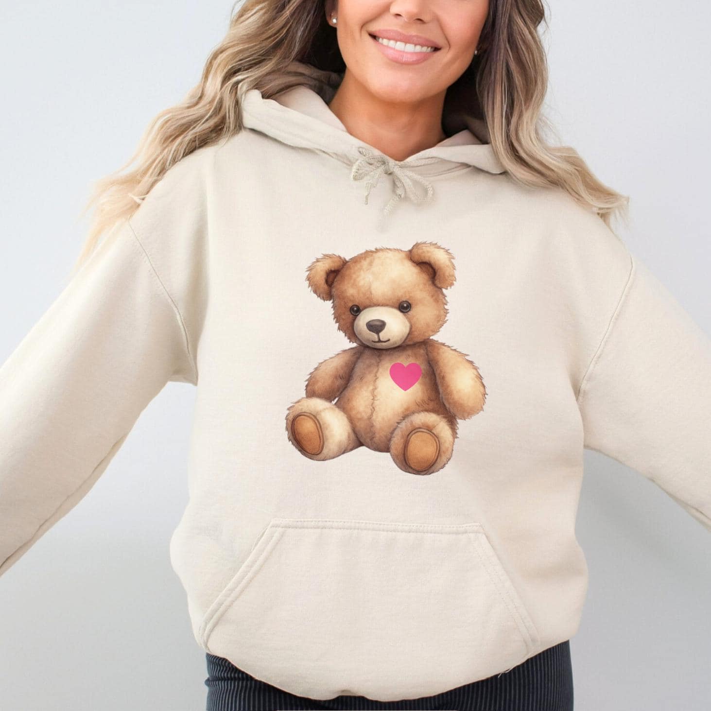 Teddy Bear Heart Hoodie: Cozy Valentine's Day Pullover - Etsy