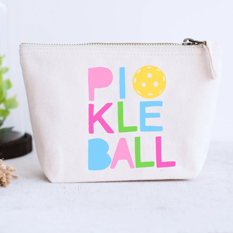 Pickleball Zipper Accessory Pouch, Pickleball Cosmetic Bag, Zipper Top