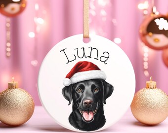 Personalized Black Lab Christmas Ornament, Dog Memorial Keepsake