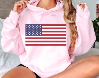 パーカー・フーディ IONSEOUL California American Flag Embroidery Hoodie 4JH552 American Flag Hoodie Sweatshirt, Large American Flag Sweater