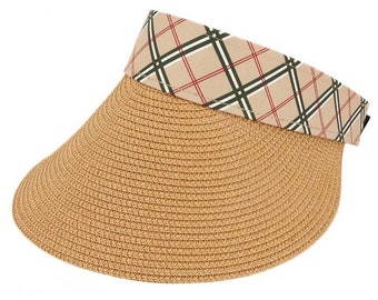 Straw Plaid Sunvisor