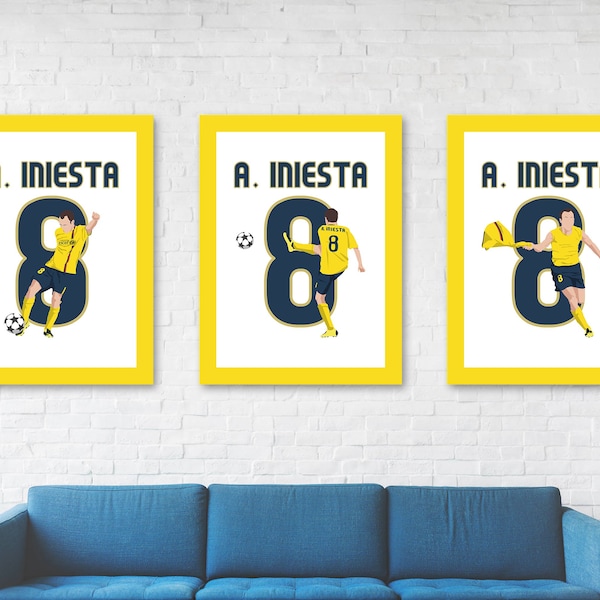 2009 Andrés Iniesta Goal Poster Series | Barcelona-Chelsea Canvas/Wall Art | Football/Soccer Gift for Friend/Dad | Vintage Retro Print