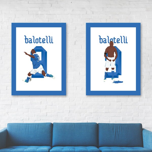 2012 Balotelli Wall Art Series | Italy Euro Italia-Germany Canvas/Poster | Football/Soccer Gift for Him/Dad/Friend | Vintage Retro Wall Art