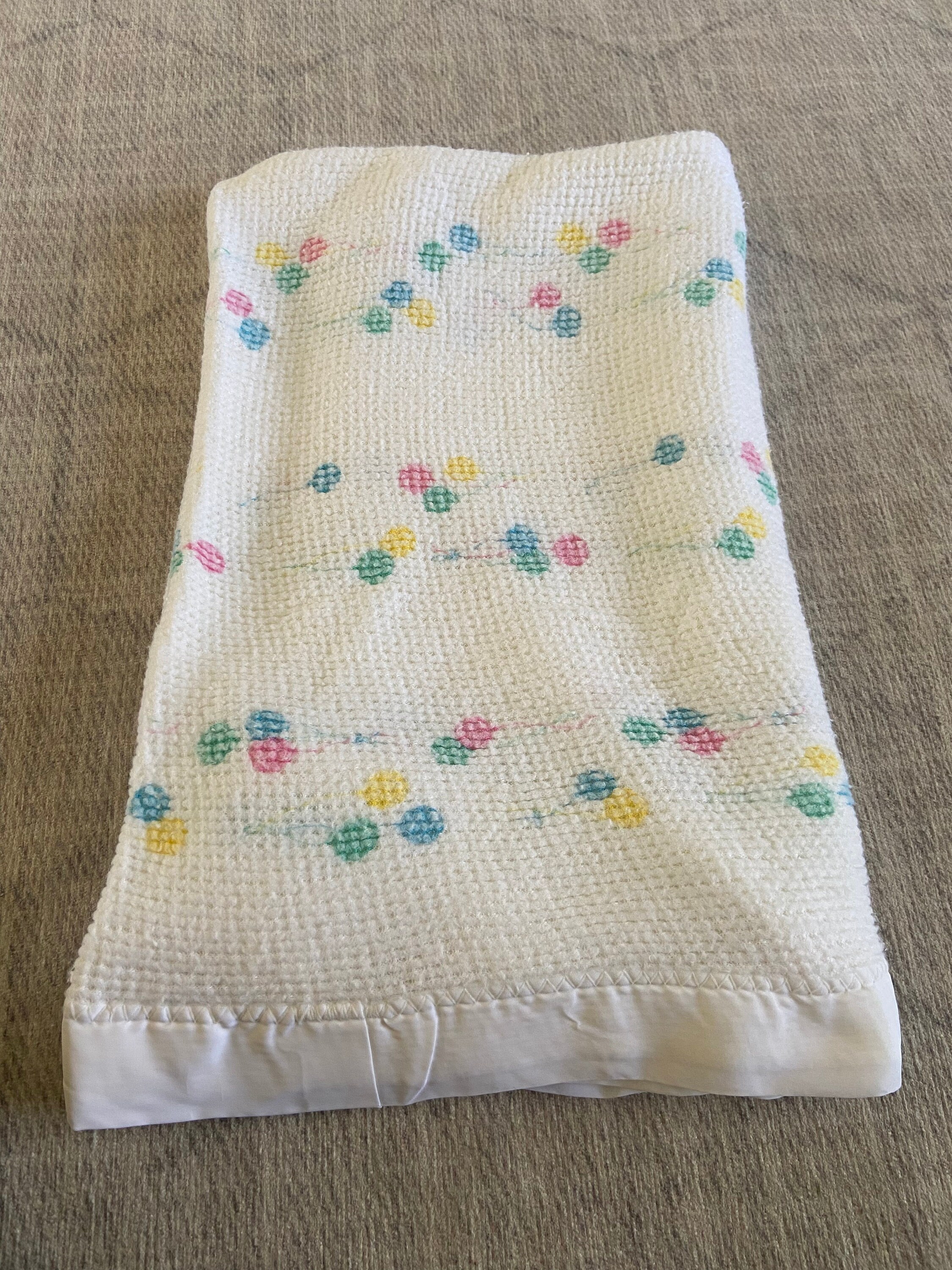 Vintage Baby Acrylic Balloon Baby Blanket Thermal Etsy