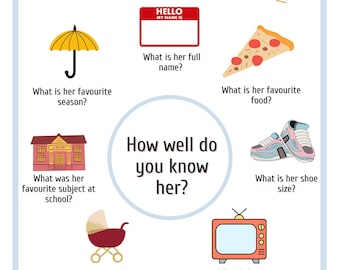 Who knows her the best? | Birthday Girl | Bridal Shower | Printable Download Game | Instant Download | Fun Interactive Game | Ice Breaker