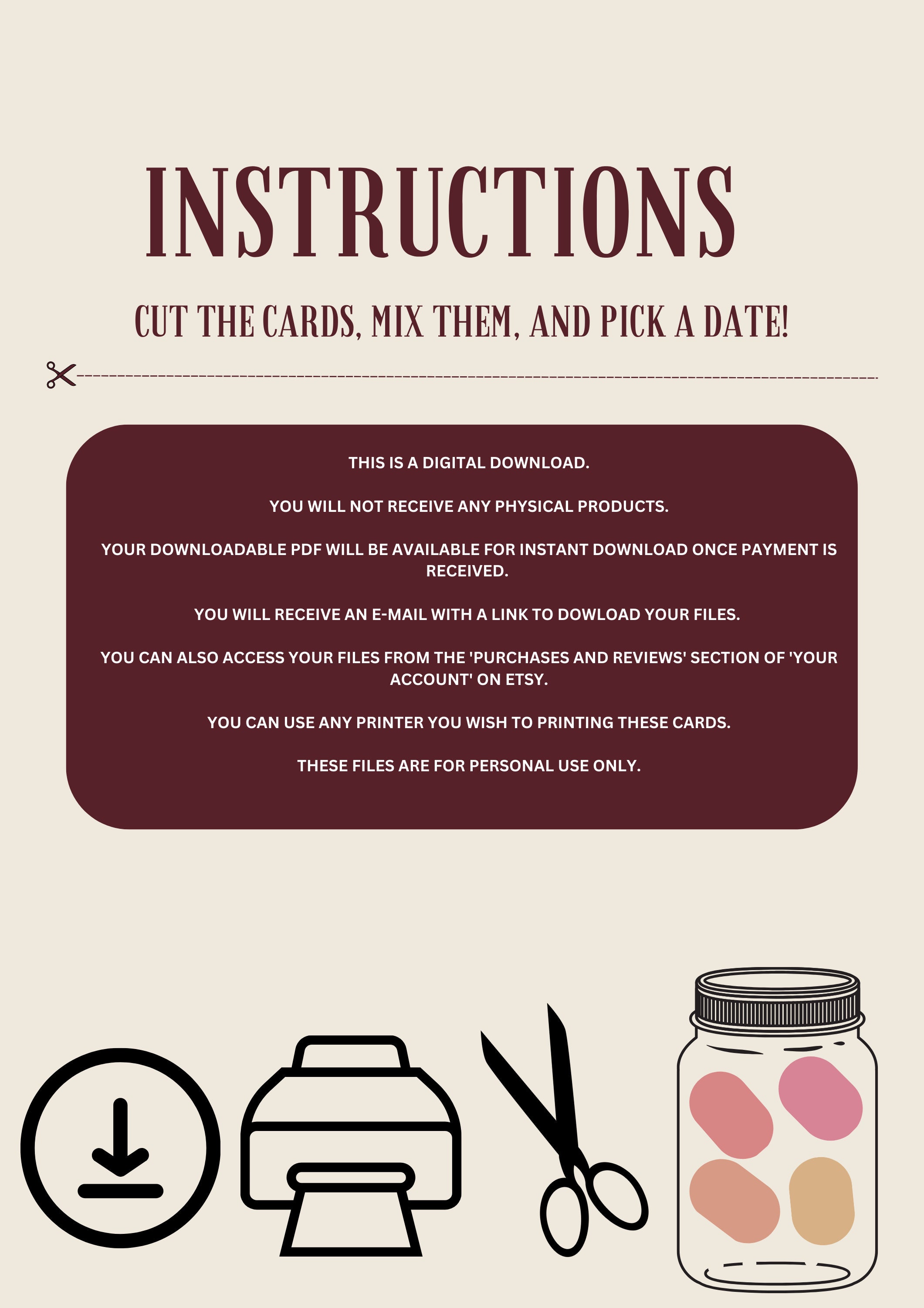 52 Printable Date Ideas Cards A Year of Date Idea Cards Weekly Date ...