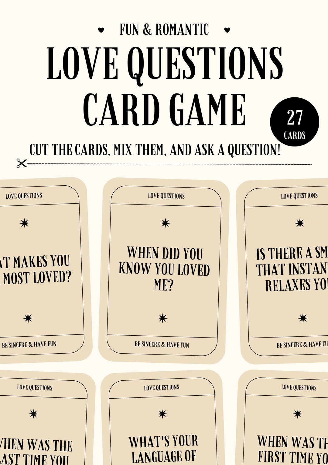 27 Couples Question Cards | Couple Conversation Cards | Couples Cards ...