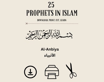 25 Prophets in Islam | Islam | Education | Gift | Eid | Ramadan | Muslim | Allah | Prophet | Instant Download | Print | Reminder | Religion