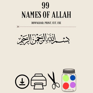 99 Names of Allah | Islam | Instant Download Print | Allah | Children | Quran | Teaching | Reminders | Dhikr | Flash Cards | Ramadan | Eid |