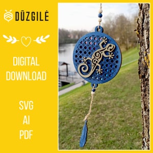 Suncatcher Lizard, estilo rattan, arquivo digital, corte a laser, arquivo SVG, Glowforge, reaproveitamento de DVDs e CDs