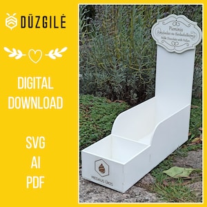 Contenedor de productos Mostrador de venta al por menor Display Box Archivo digital - 3 mm - Ai SVG PDF - Modelo de patrón de corte láser - Puesto de artesanía, puesto de mercado