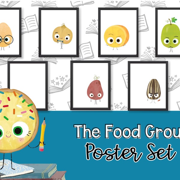 The Food Group, Bad Seed, Good Egg, Big Cheese Printable Children's Book Character Gallery Wall Poster Bundle