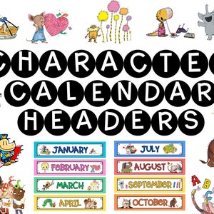 Children&#39;s Book Character Calendar Headings: Classroom Decor