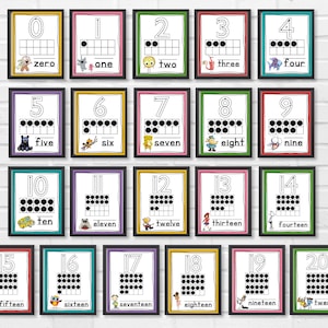 Book Character Posters: Counting 0-20 with Ten Frames, Classroom Decor, Homeschool, Preschool, Counting Posters. Math Posters, Elementary