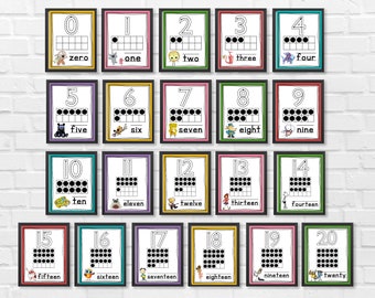 Book Character Number Posters: Counting 0-20 (Digital Download)