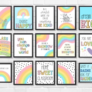 Rainbow of Positivity: 15 Inclusive Sayings Posters, Classroom Decor