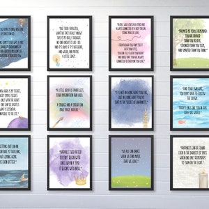 Conjunto de impresiones con citas inspiradoras de literatura infantil, paquete de pósteres de pared para galería, decoración para aulas y bibliotecas, descarga instantánea
