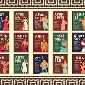 Greek Gods Gallery Wall - greek mythology, gods and goddesses, history class, ancient Greek, Mythology, world culture