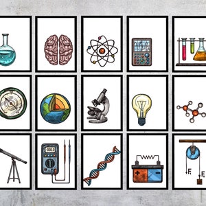 Science-Inspired Gallery Wall Collection, Set of 15, Science Classroom Decor, Digital Prints