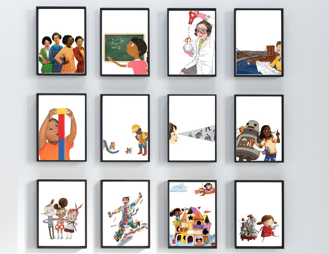Printable Children's STEM Book Character Gallery Wall Poster Bundle ...