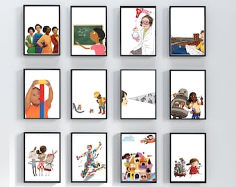 STEM Book Character Prints: Classroom & Library Gallery Wall (Digital Download)