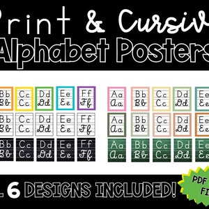 Kursiv und Print Alphabet Referenz Poster für das Grundklassenzimmer